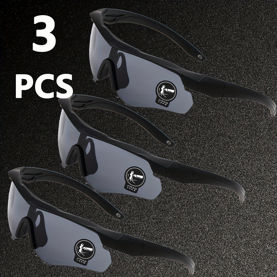 3-Pack UV400 Cycling Glasses Men Women Sports Running Outdoor Goggles with PC Lens