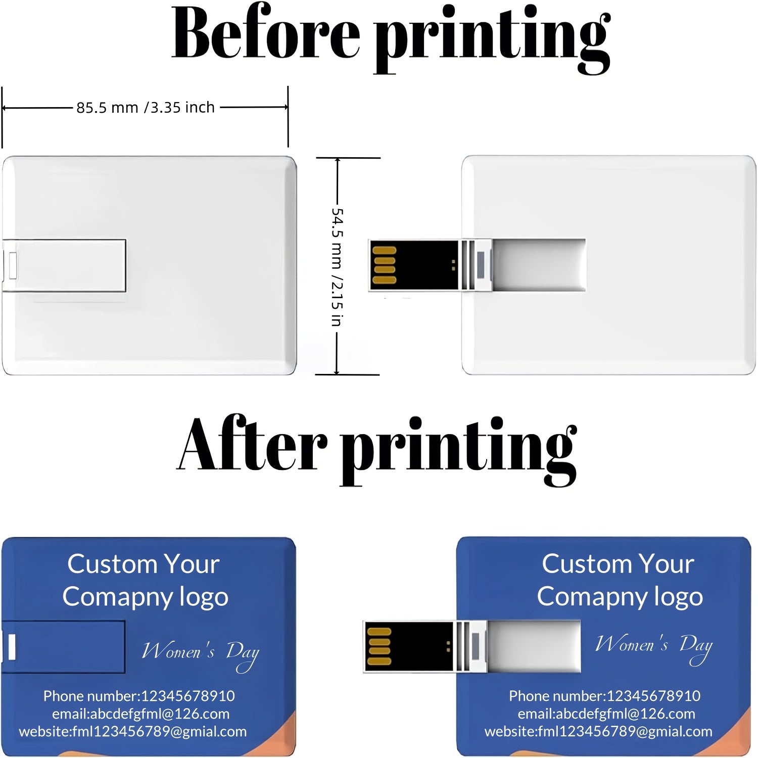 Memorias USB personalizables 16GB 32GB 4GB 8GB Plástico blanco con acentos en azul y rojo