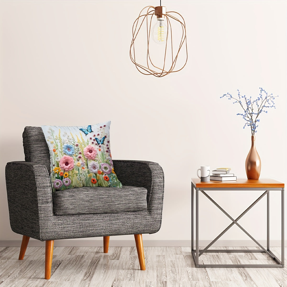 1 dona Kelebek seriyasi raqamli bosma yostiq qopqog'i, 44.96 sm x 44.96 sm, bitta tomoni bosilgan, divan, yashash xonasi, yotoqxona, uy bezatish uchun mos - Yostiq qo'shilmagan.