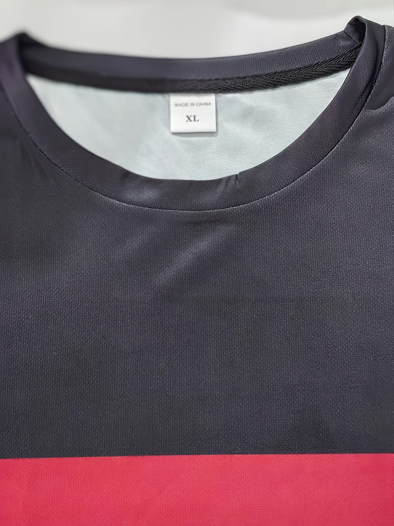 Men's Sports Sweatsuit Set with Striped Pattern Crew Neck Short Sleeve T-Shirt and Pants in Knit Polyester