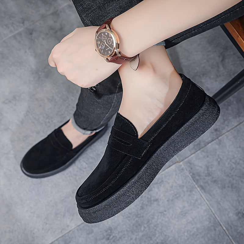 Men's Casual Loafers Vintage Style Slip-On Rubber Sole Round Toe Fabric Insole All-Season