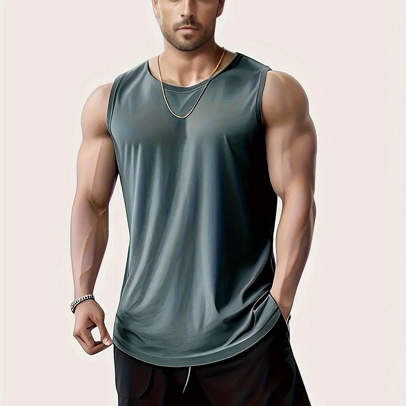 Men's Plus Size Sleeveless Tank Top for Running Training and Workouts Quick-Dry Breathable Polyester