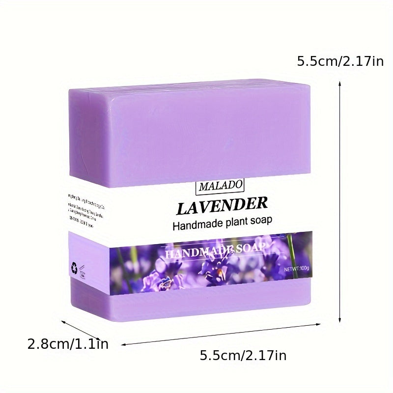 100g Lavanda Efir Moyi Sabuni kattalar uchun, soya qo'shilmasdan qo'l bilan tayyorlangan, lavanda bilan hidlangan, barcha teri turlari uchun mos.