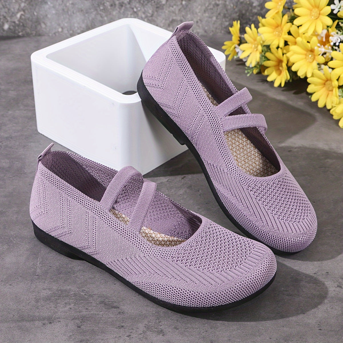 Women's Slip-On Loafers All-Season Casual Shoes Solid Color Fabric Upper