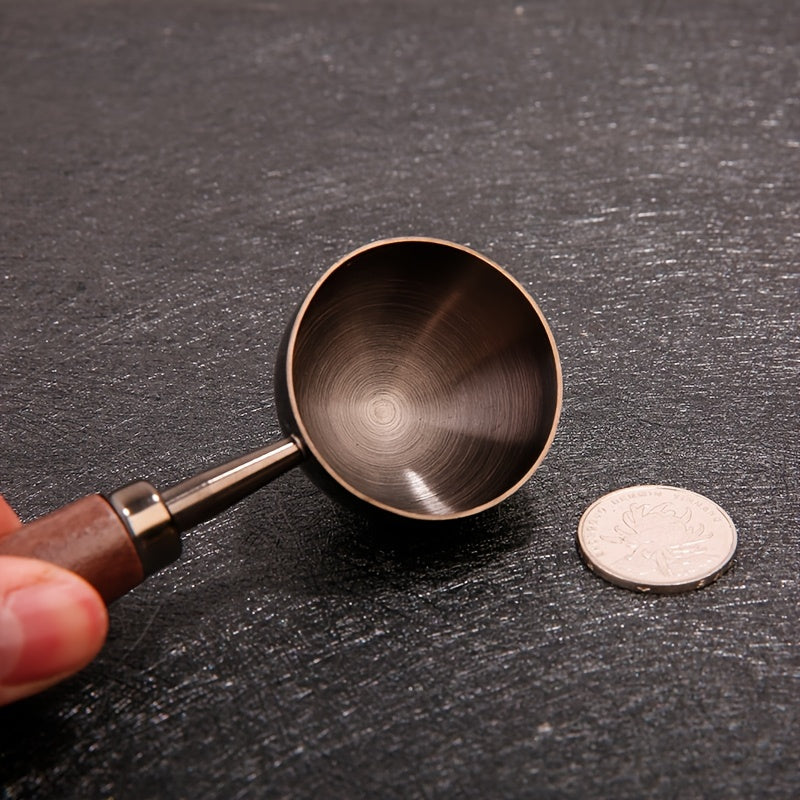 30ml Qahva o'lchash qoshiq to'plami, zanglamaydigan po'lat, gilos yog'och tutqichli, vintage uslub