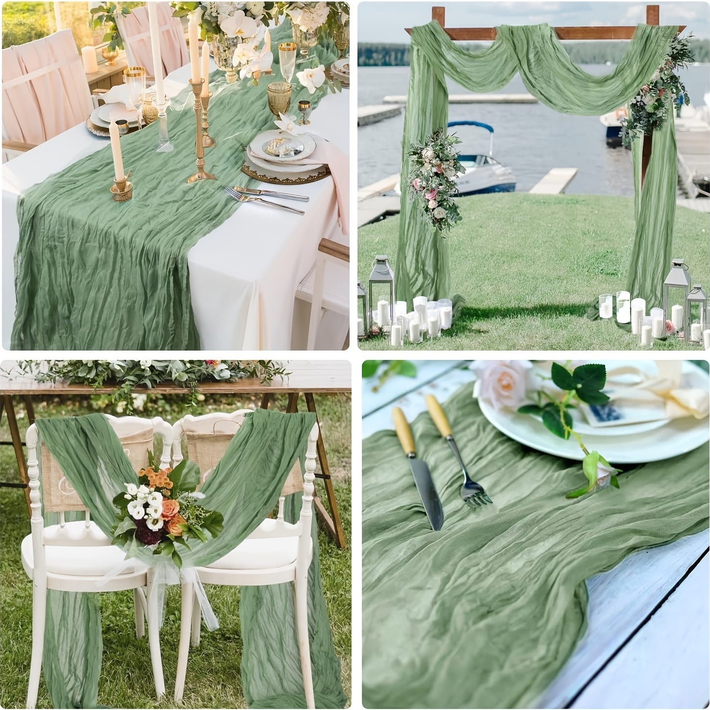 Camino de mesa de gasa de gasa para bodas, fiestas y decoración del hogar