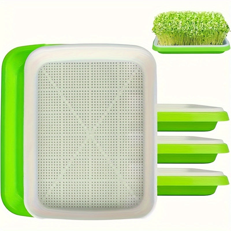 Large Capacity Microgreens Seed Sprouting Trays Soil-Free Plastic Indoor Outdoor