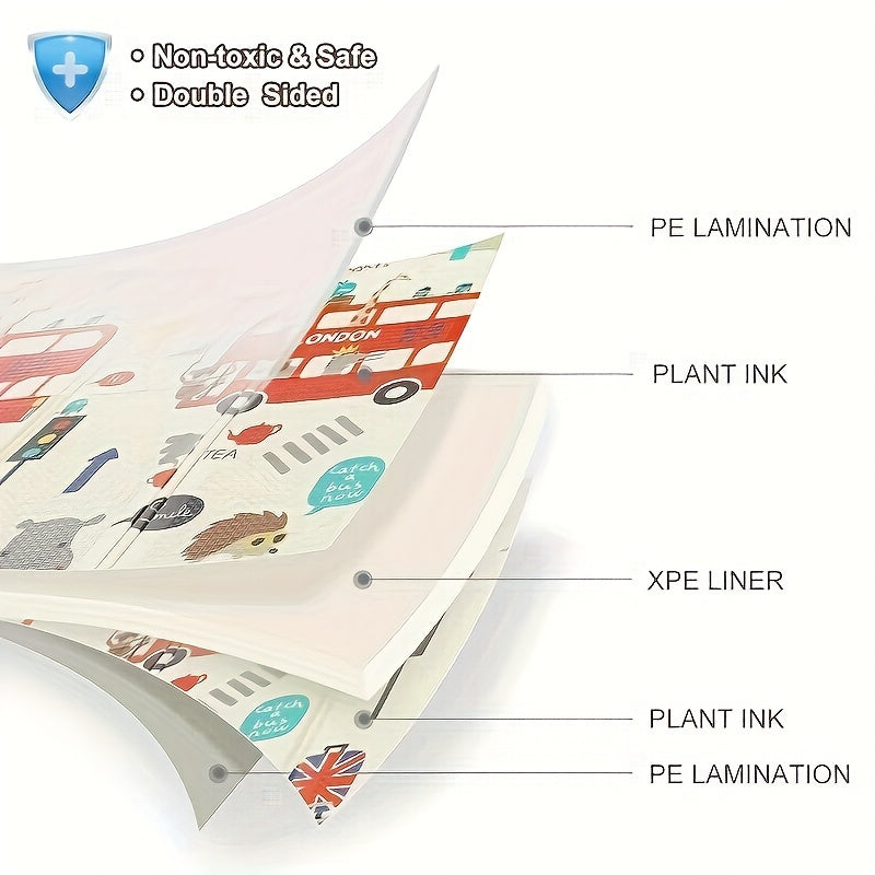 Bolalar uchun katta suv o'tkazmaydigan o'yin matosi, ikki tomonlama, ko'pikli yurish maydoni, 180x200 sm