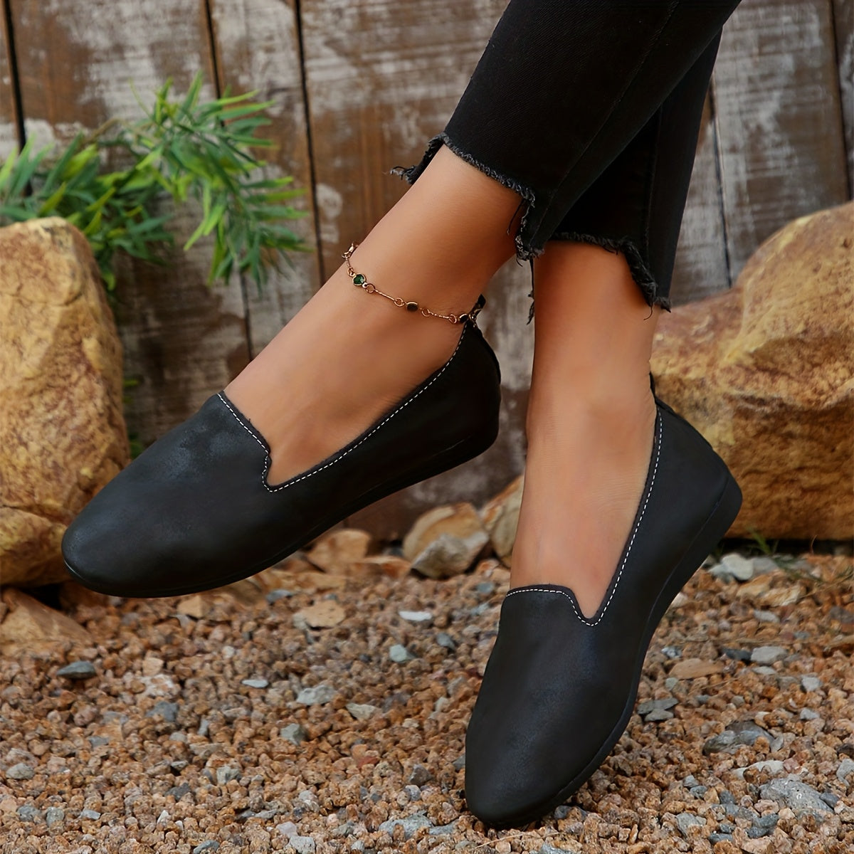 Women's Mary Jane Slip-On Shoes Faux Cover Breathable Fabric Rubber Sole