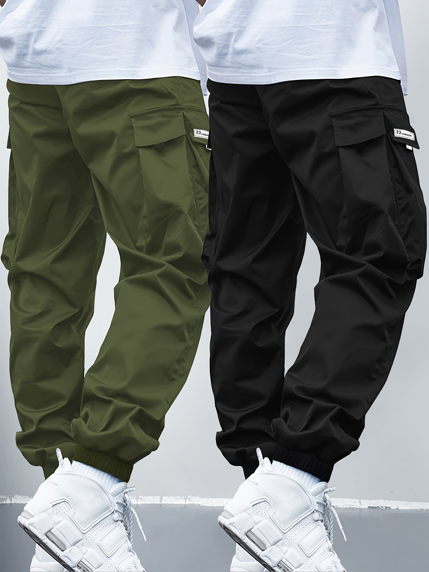 Boys Cargo Pants with Elastic Waist and Multi-Pocket Design in Durable Polyester for All Seasons