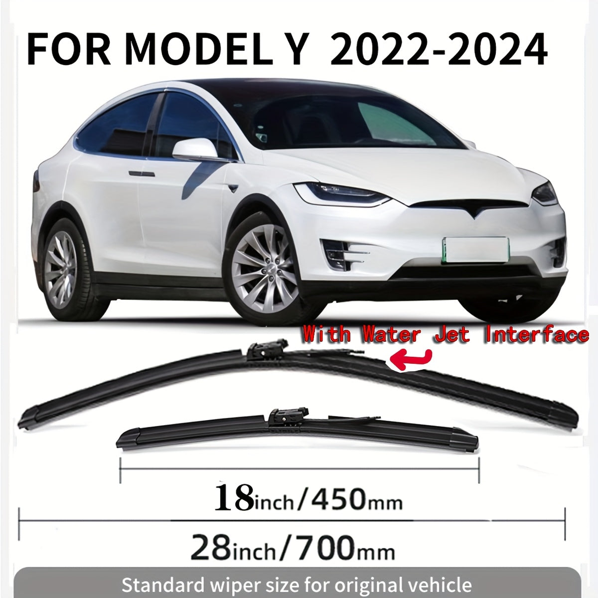 Car Wiper Blade Set for Tesla Models X Y 71.12cm and 45.72cm Replacement
