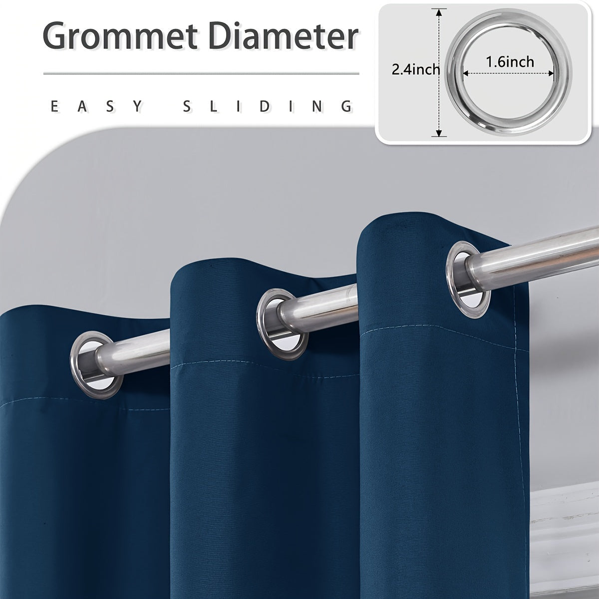 Blackout Curtains for Bedroom and Living Room, UV Protection, Easy Slide