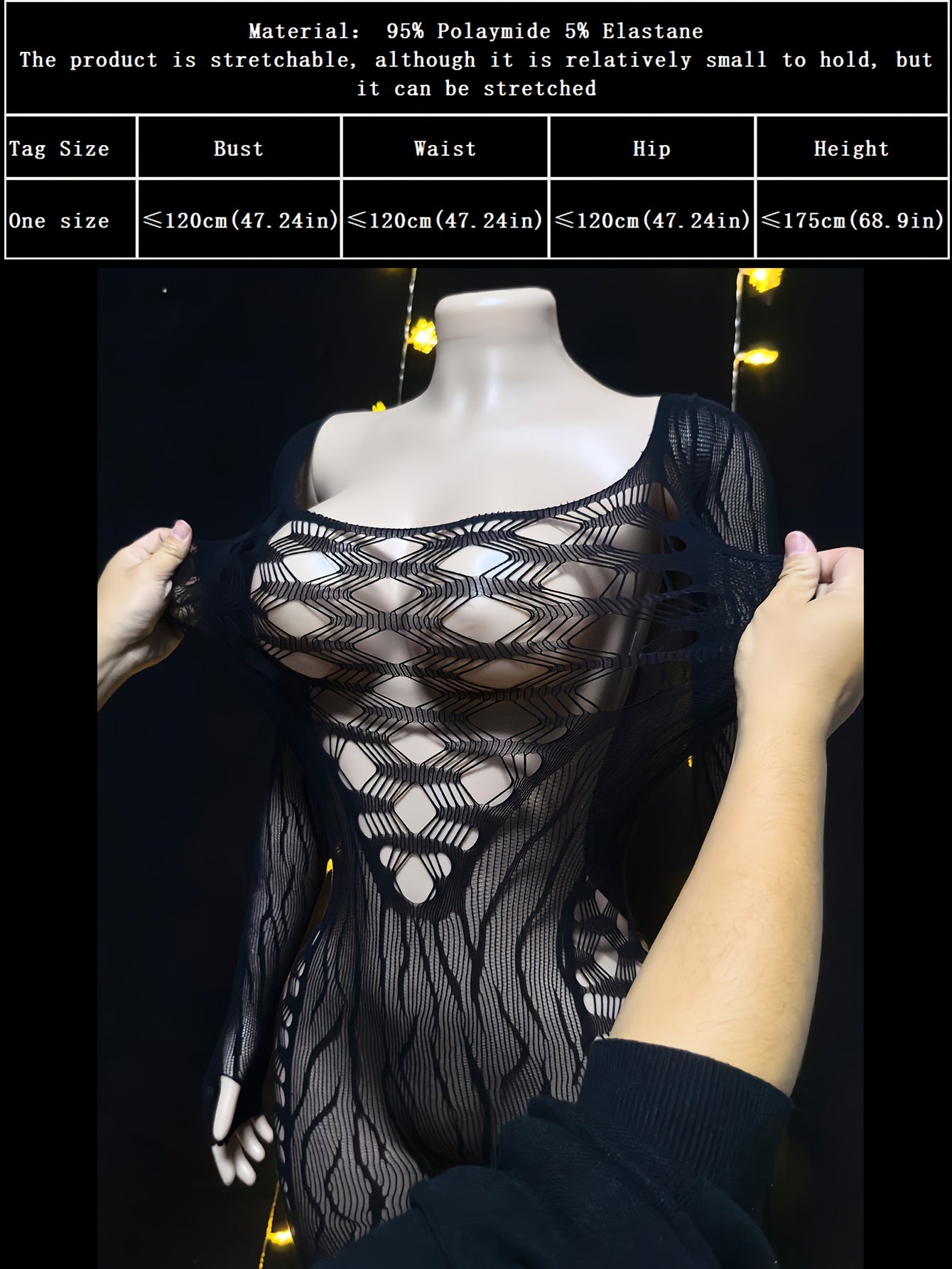 Women's Valentine's Day Long Sleeve Bodystocking Open Crotch See Through Cover Up Beachwear