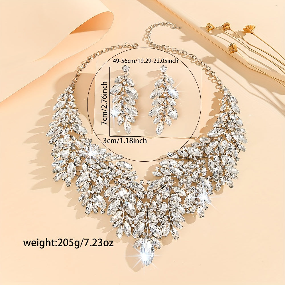 Wedding Jewelry Set with Necklace and Earrings Artificial Crystal 3-Piece