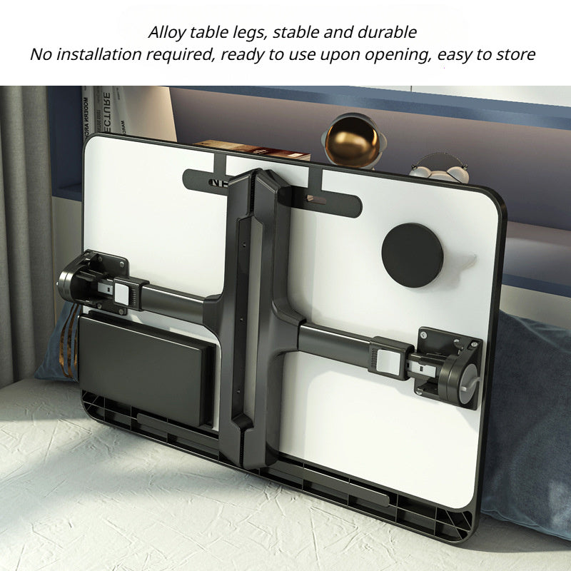 Moslashuvchan yotoq usti uchun noutbuk stoli, bukiladigan oyoqlari va saqlash shkafi bilan