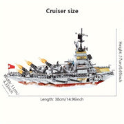 Building Blocks Set for Boys Ages 6-8 Navy War Chariot Ship and Airplane Compatible with Major Construction Bricks
