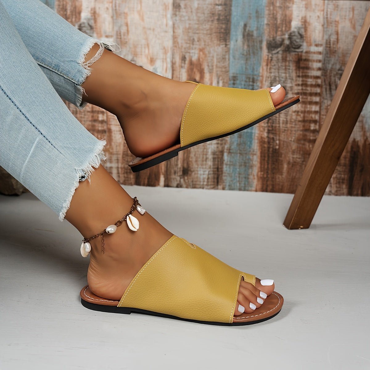 Women’s Summer Slip-On Toe Sandals Breathable Synthetic Casual Beach Shoes