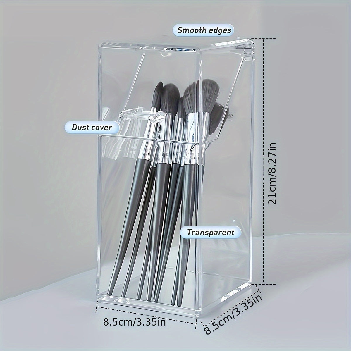 Clear Acrylic Desk Organizer with Lid for Makeup Brushes and Pens