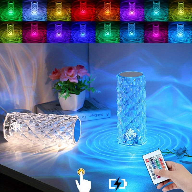 Touch Sensor Color Changing Crystal Table Lamp for Bedroom Living Room Parties