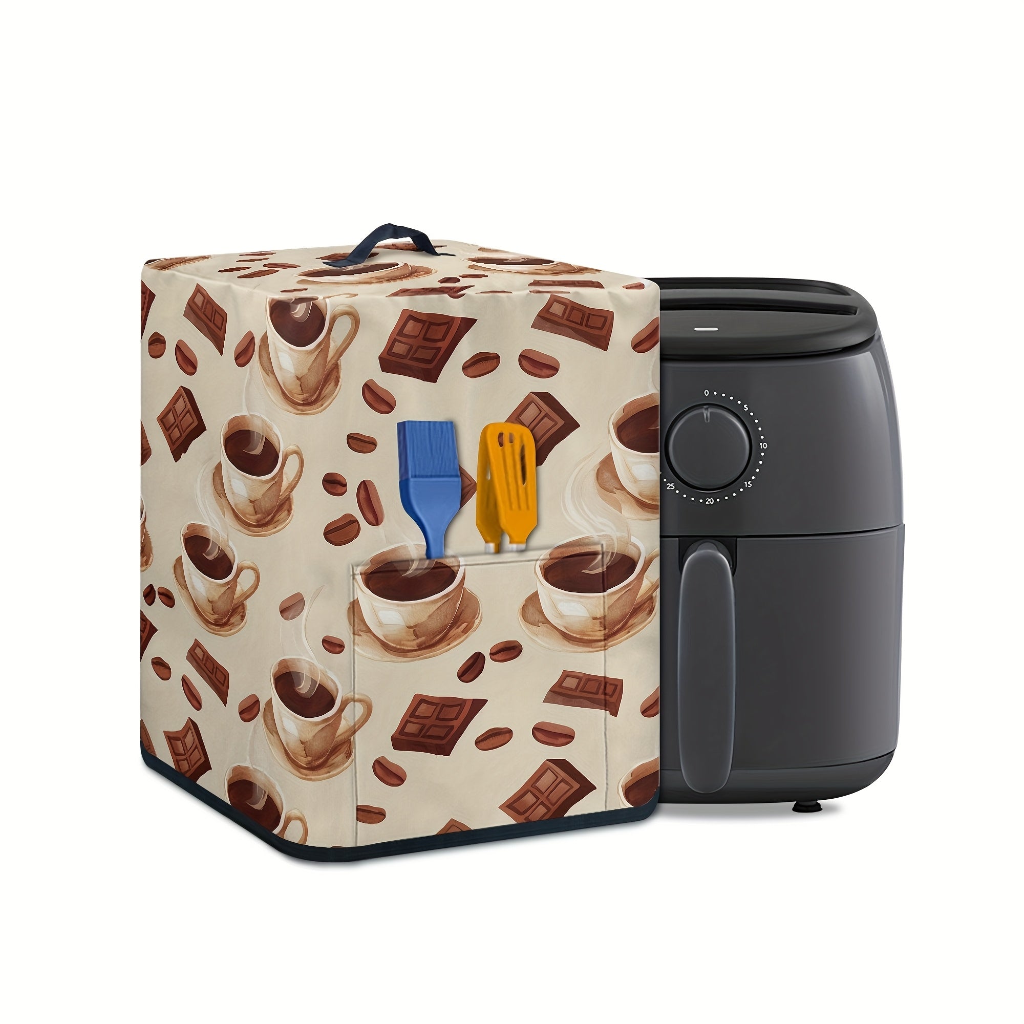Funda para electrodomésticos de cocina con asa y bolsa para papel de cocina para olla eléctrica, olla a presión, freidora de aire, tema de café