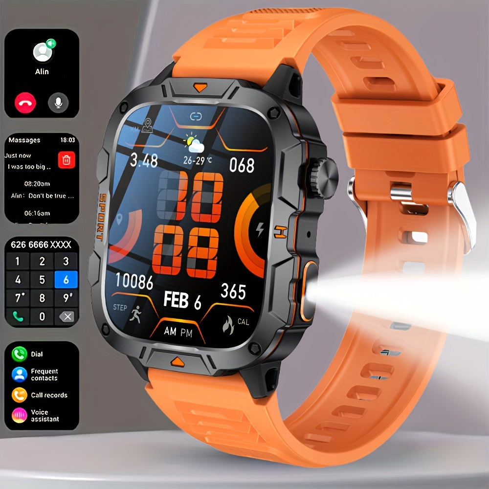 Reloj inteligente LED para deportes al aire libre para hombres, pantalla táctil completa de 4.98cm, llamadas inalámbricas, compatible con Android y iPhone