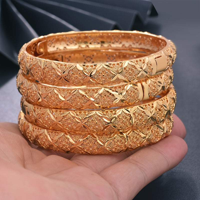 Women's Ethnic Style Hand Jewelry Bangle Bracelet Gold Tone