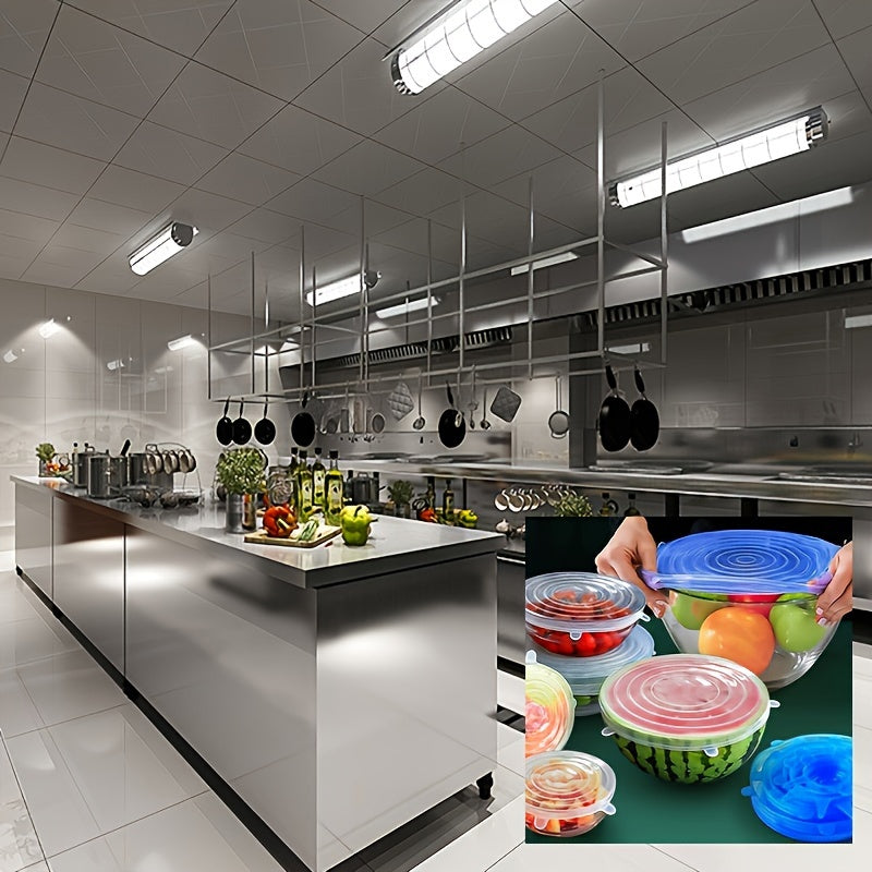 Reusable Silicone Food Covers Set of 6 Dishwasher Safe Freezer Safe Flexible Bowls Jars Storage