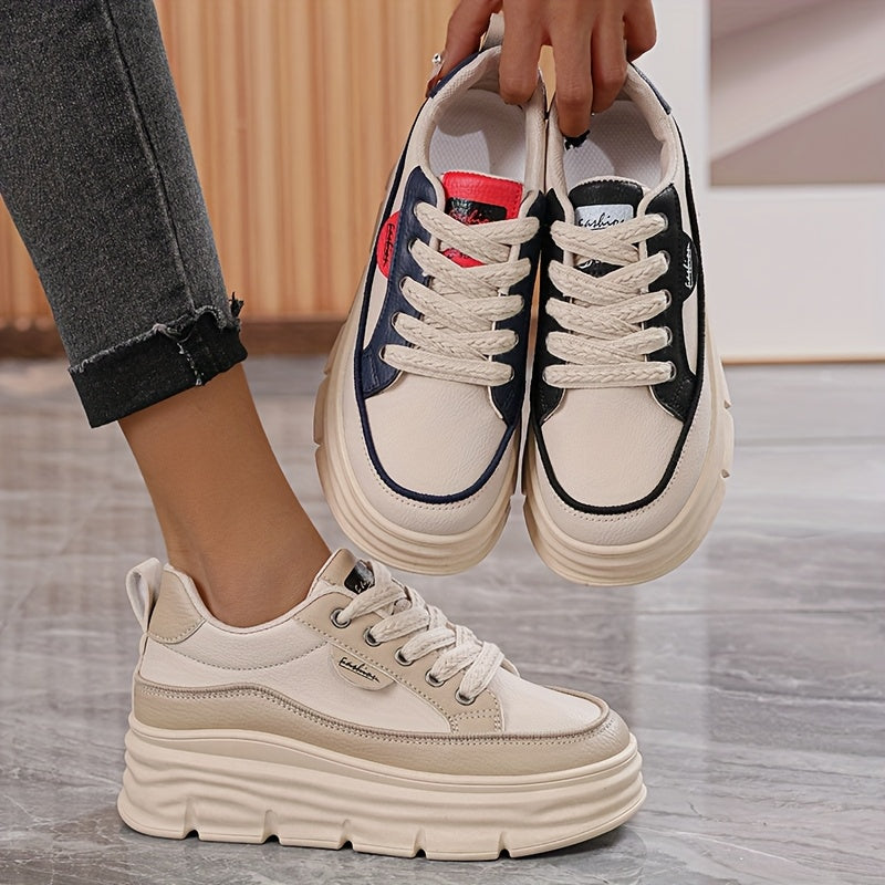 Ladies' Casual Sports Shoes With Thick Sponge Sole Plus Size Patchwork