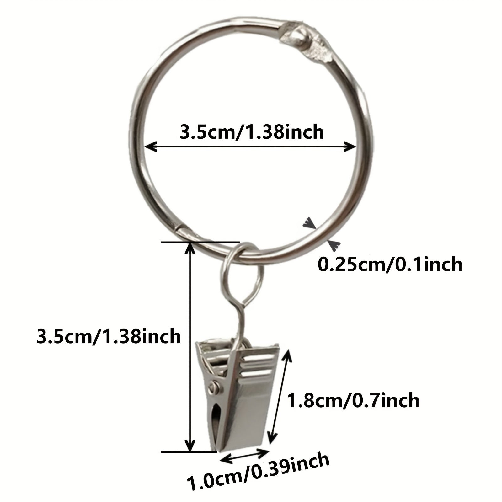 Oltin va kumush pardalar uchun kliplari bilan halqalar, ichki diametri 1.38 dyuym, pardalar uchun o'rnatilgan aksessuarlar.