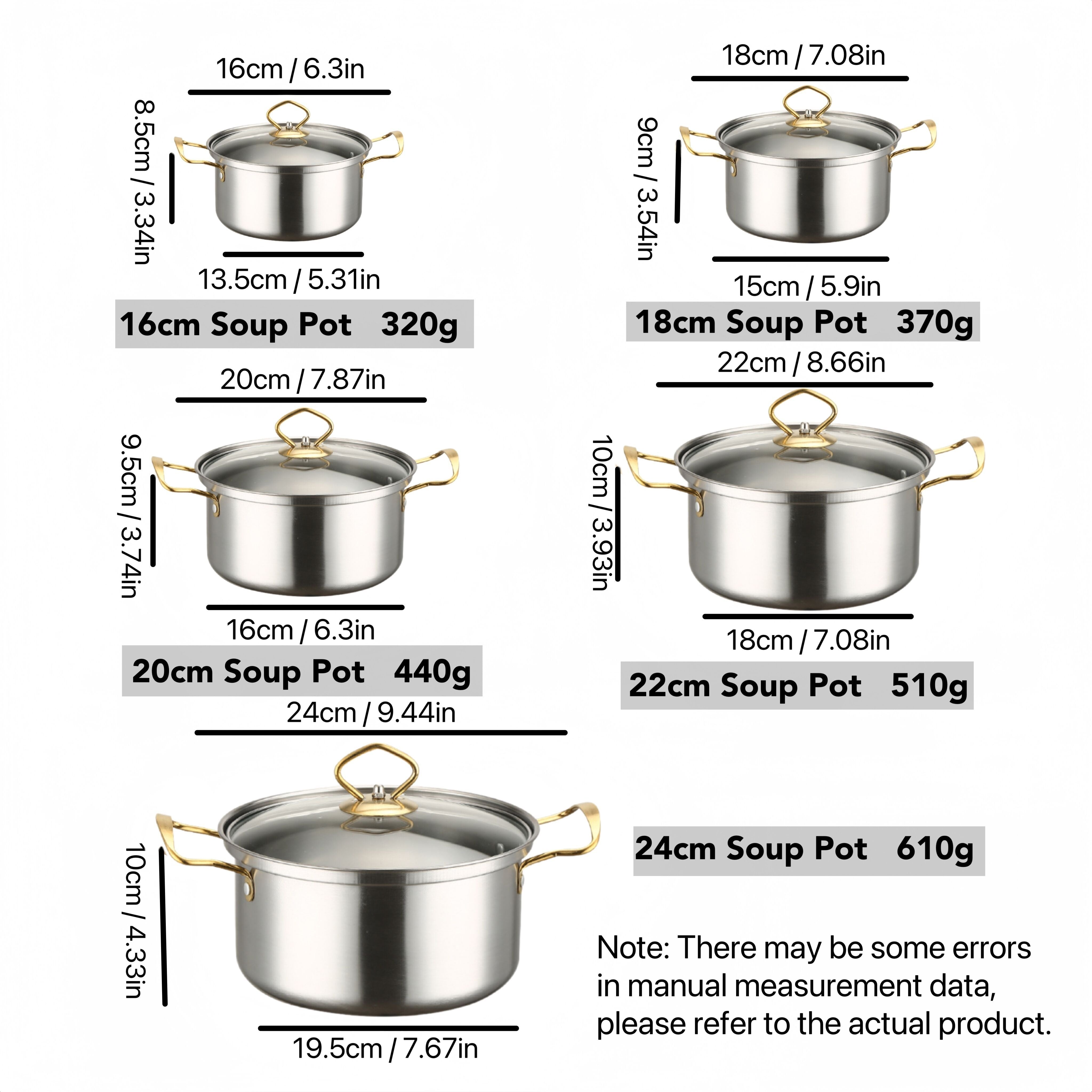 10-Piece Stainless Steel Cookware Set with Glass Lids Double Handles Golden Finish