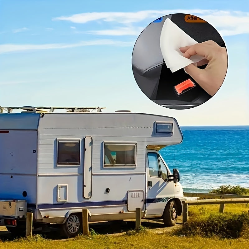 80 piezas de toallitas de limpieza para el interior del coche de uso múltiple, removible de manchas en asientos de plástico falso, tablero y más