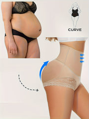 Women High-Waisted Butt-Lifting Yoga Shorts with Lace Trim Mesh Sportswear