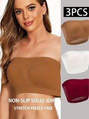 Women’s Stretchy Seamless Camisoles 3-Pack Black Beige Brown Plus Size Layering Tops