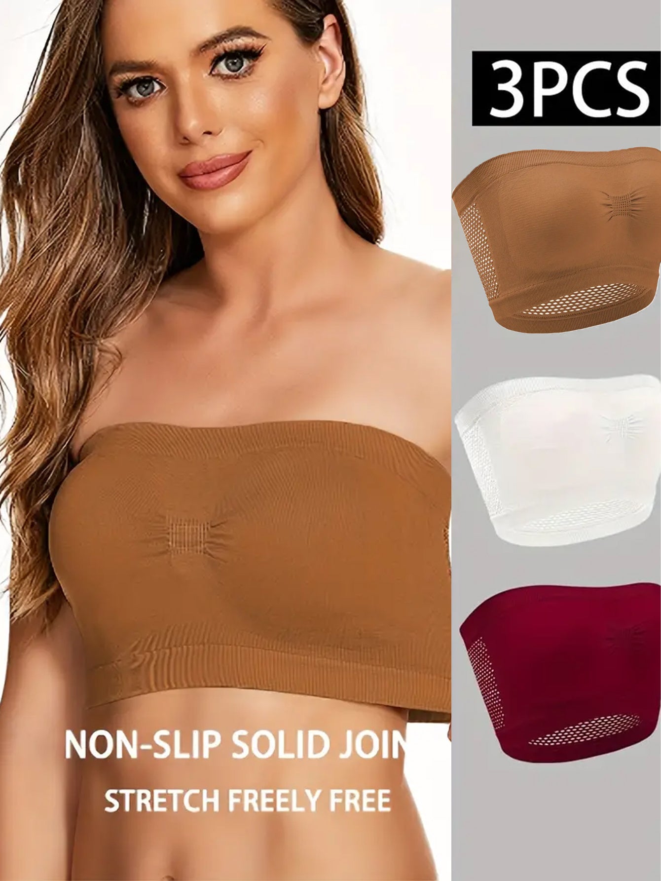 Women’s Stretchy Seamless Camisoles 3-Pack Black Beige Brown Plus Size Layering Tops