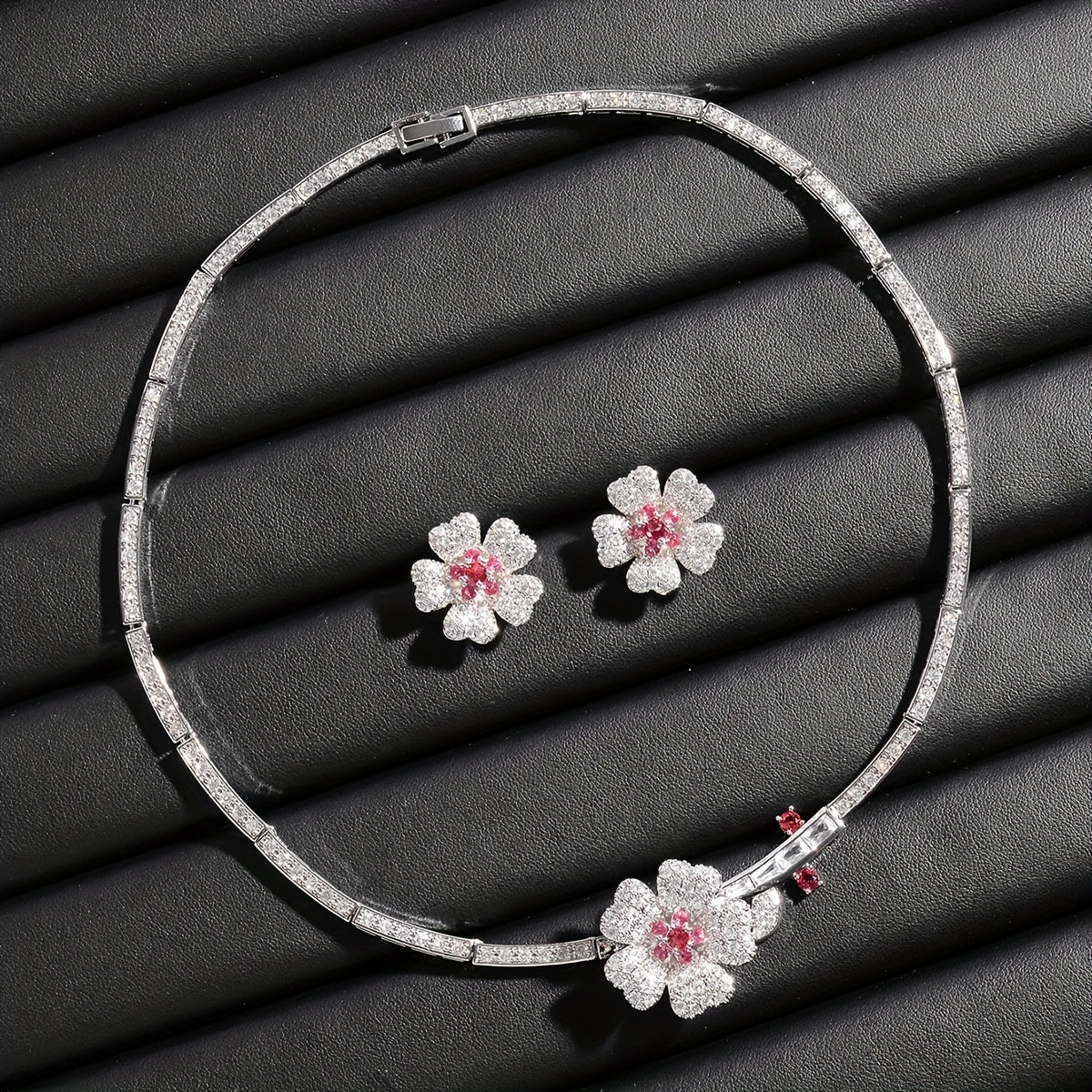 Chiroyli 925 sterling kumush gullar zirconia bilaguzuklari va marjonlar to'plami - Ayollar uchun har kuni kiyish yoki sovg'a sifatida berish uchun mukammal moda aksessuarlari