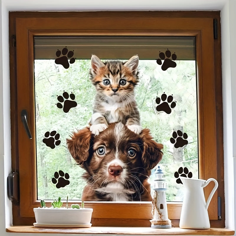 Cute Cat and Dog Window Clings Reusable Animal Decals for Living Room Kitchen