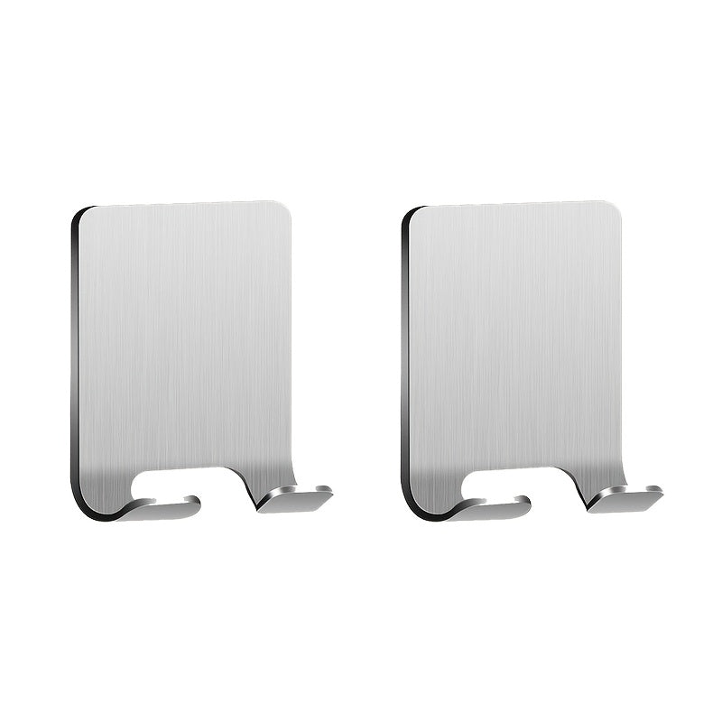 Stainless Steel Adhesive Wall Hooks 2 Pack for Bathroom Kitchen Bedroom No Drilling