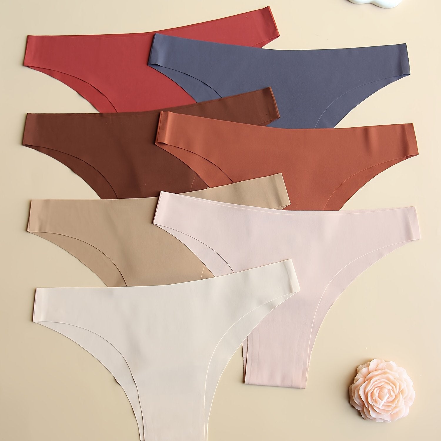 7-Pack Women's Seamless Low-Rise Panties Solid Colors Breathable Soft Comfortable