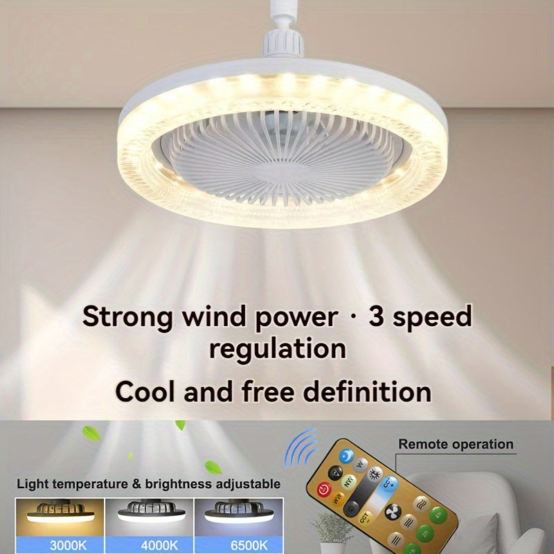 White Crystal Cover Dimmable Ceiling Fan Light with Remote Control 3 Speeds 3 Colors 17 Modes