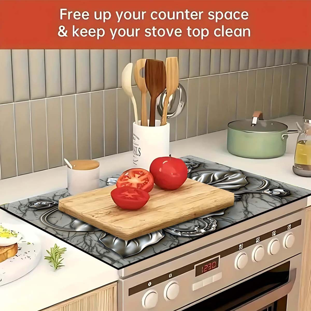 3D Floral Art Gas Stove Burner Cover Heat Resistant Scratch Proof Durable Polyester