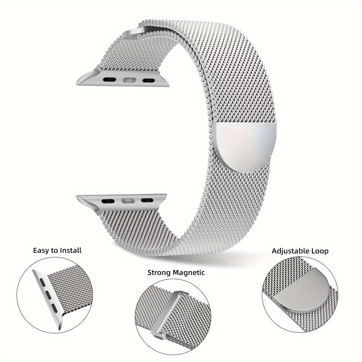 Stainless Steel Mesh Magnetic Watch Band for Apple Watch Milanese Style