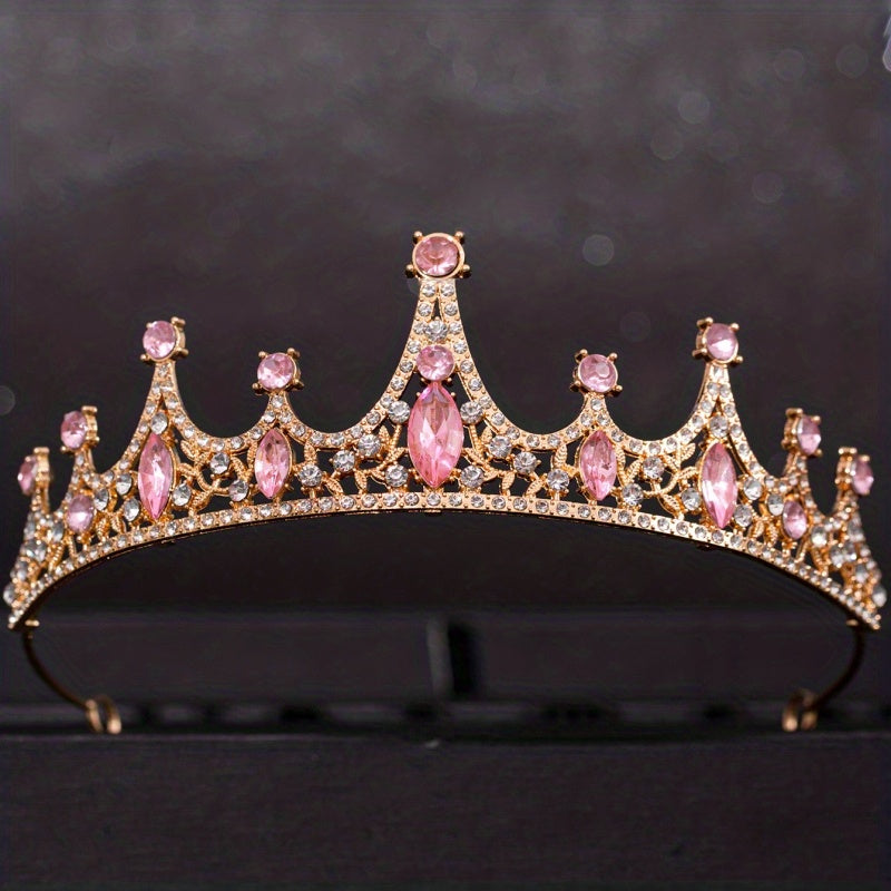 Girls Princess Tiara Headband with Flowers and Rhinestones for Halloween, Birthday, Cosplay