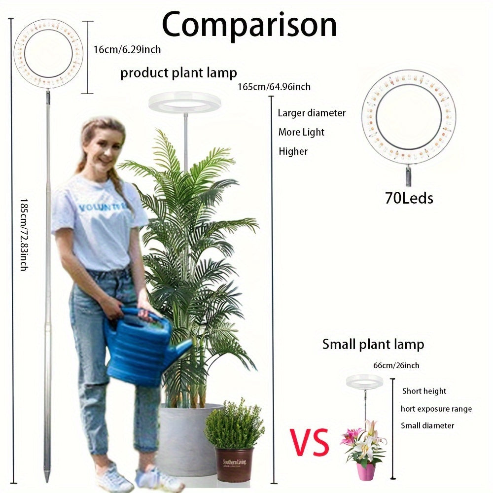 Adjustable USB Indoor Plant Grow Light with Timer and Height Up to 165 cm