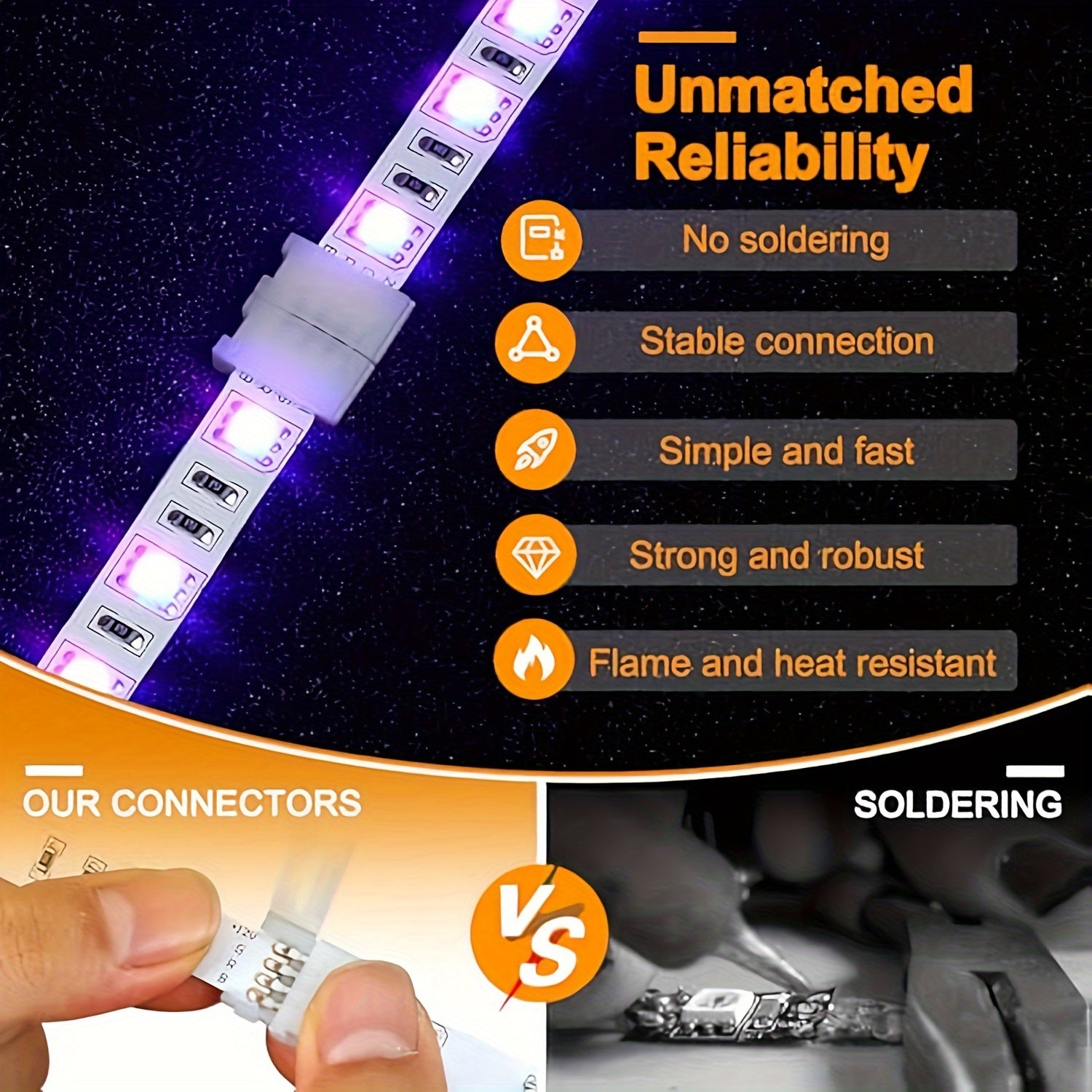 20 4-Pin LED Strip Connectors for SMD 5050 RGB Light Strips Solderless Connection