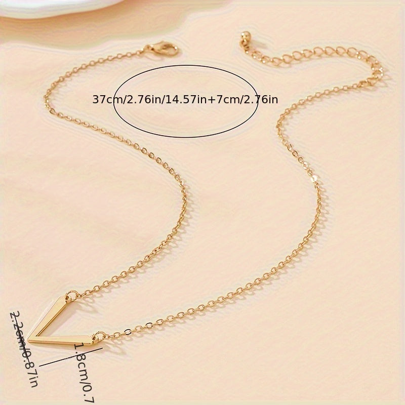 Women's Alloy Geometric V-Shaped Pendant Necklace for Daily Wear