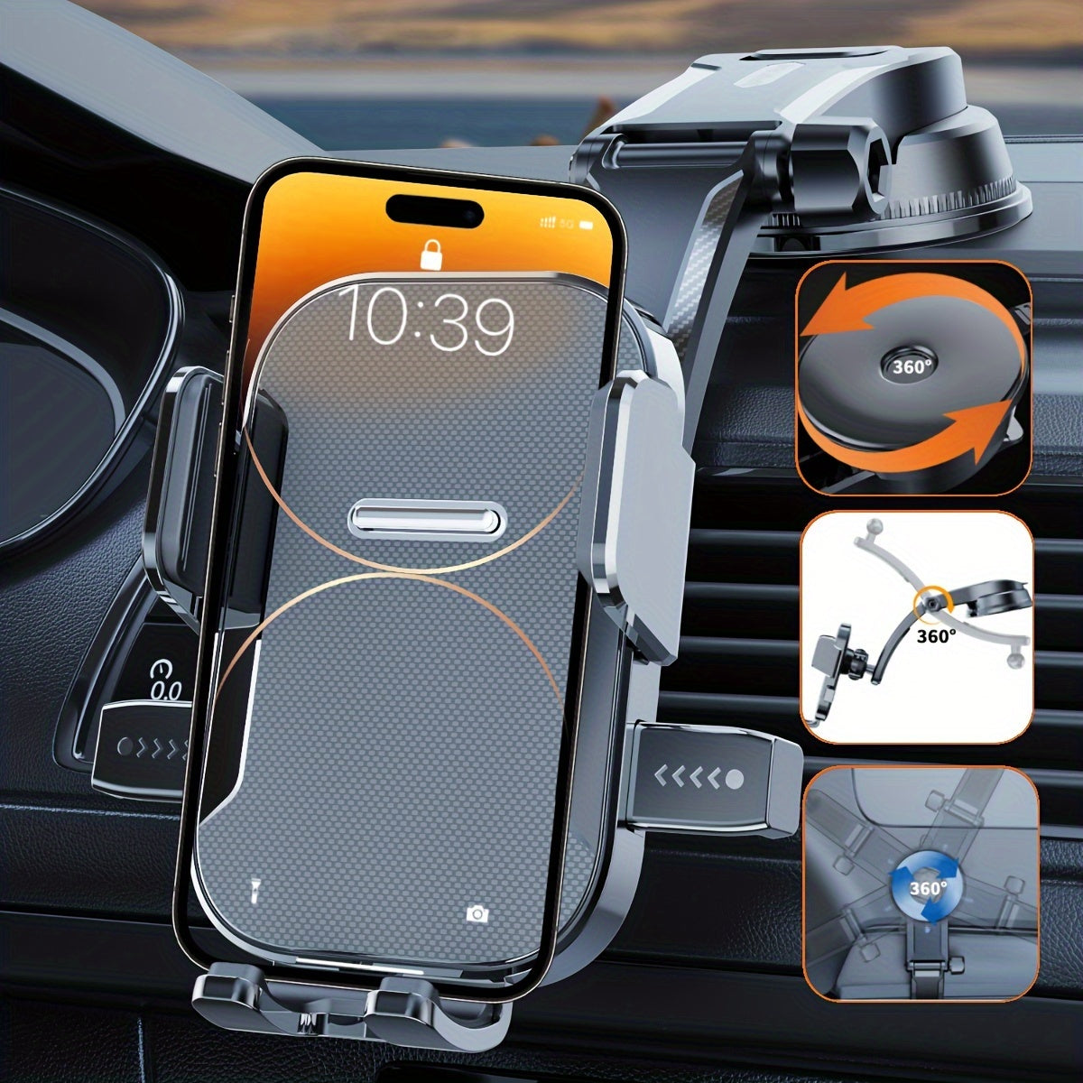 Soporte universal para teléfono de coche, de ABS, con soporte de ventilación, rotación de 360 grados, duradero
