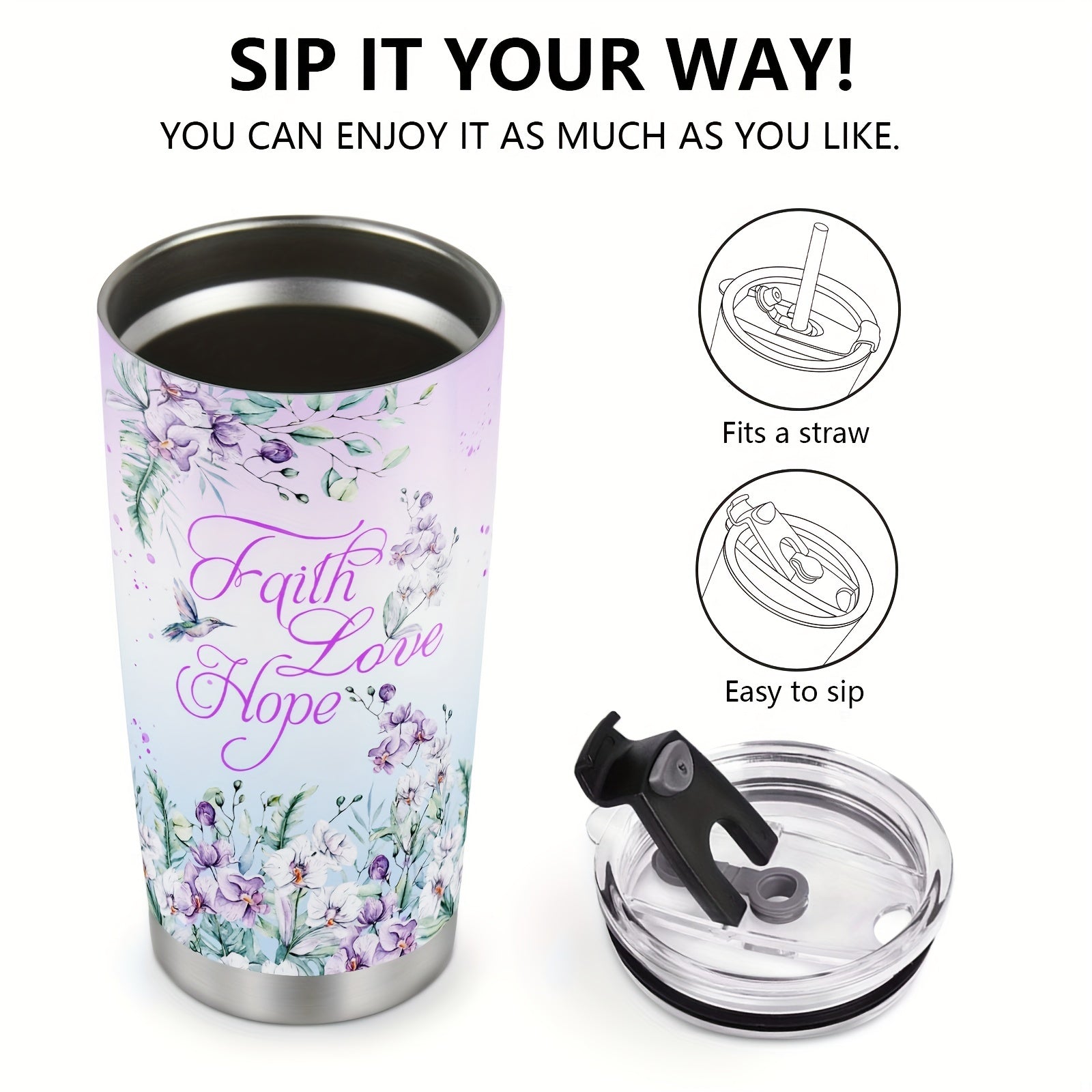 1 шт. Изолированный кофейный стакан с темой цветка колибри, идеальный подарок для мамы, бабушки, мамы, сестры или дочери на особые случаи, такие как дни рождения или День святого Валентина.