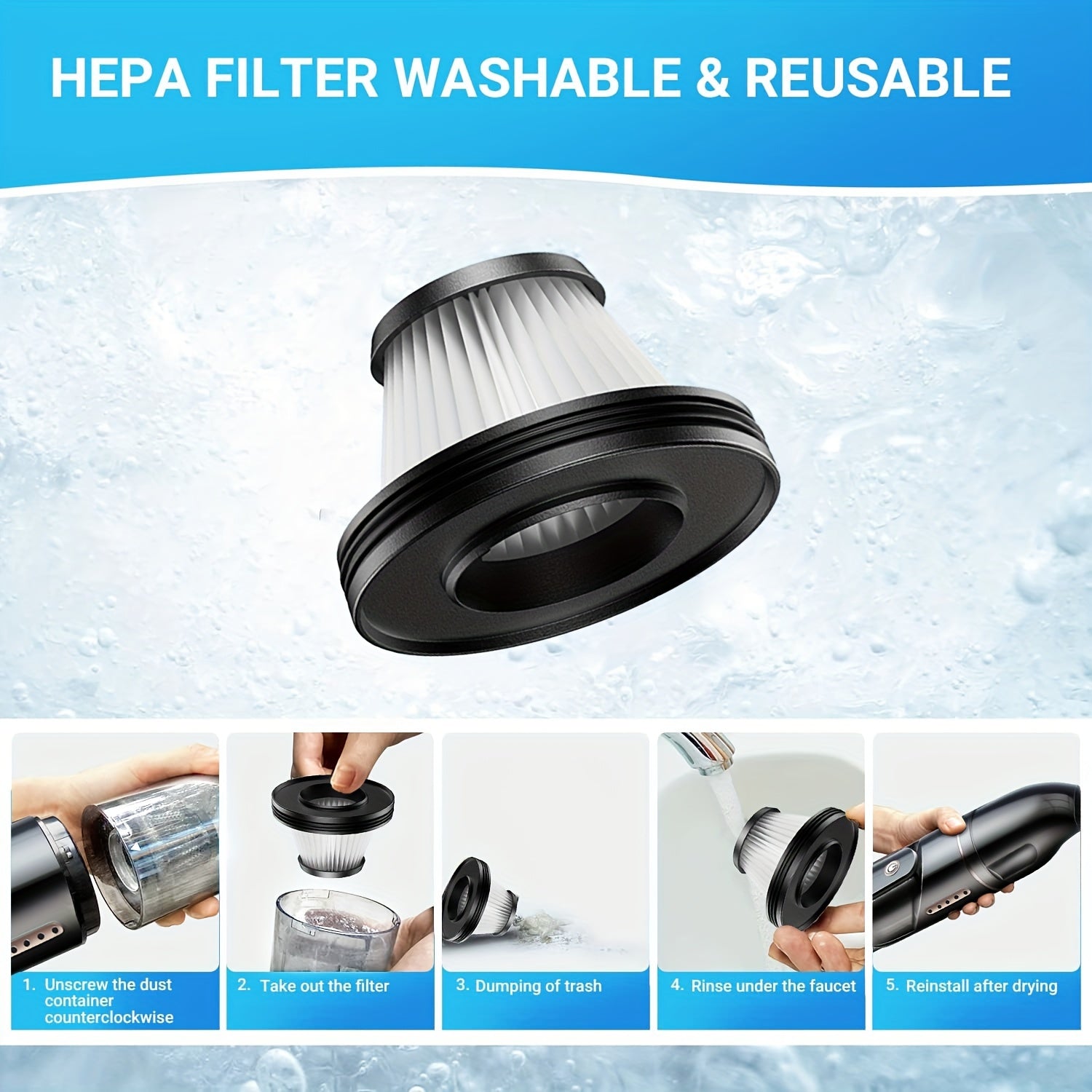 Portable Car Vacuum Cleaner Handheld Wet Dry Pet Hair Removal