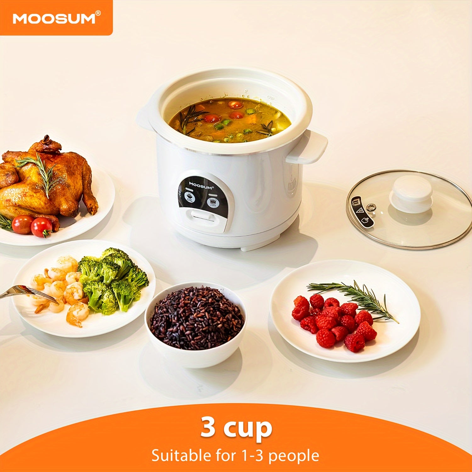 Gʻovurilgan pishirgich 0.6L 3-toʻp, bitta tugma bilan tez tayyorlash, issiq holda saqlash, qoshiq va o‘lchov stakan bilan