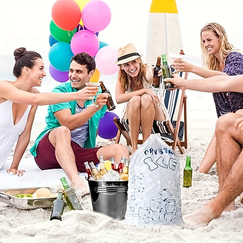 Set of 5 Reusable Crystal Ice Bags 4.54kg Leak-Proof Freezer Bags with Drawstring